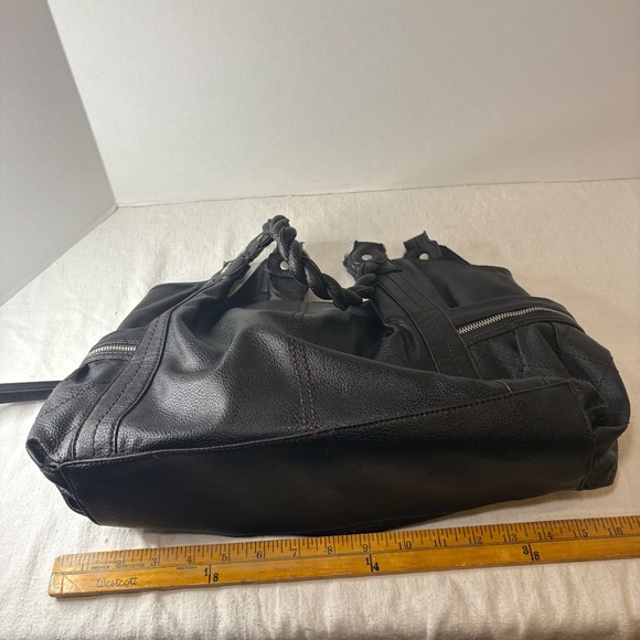 Vtg Relic by Fossil Leather Hobo Braided Shoulder Strap Slouchy Black Purse Boho - Picture 13 of 16